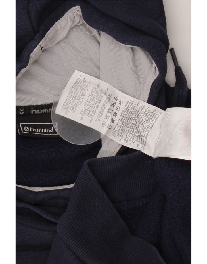 Hummel Mens Graphic Hoodie Jumper Medium Navy Blue Cotton