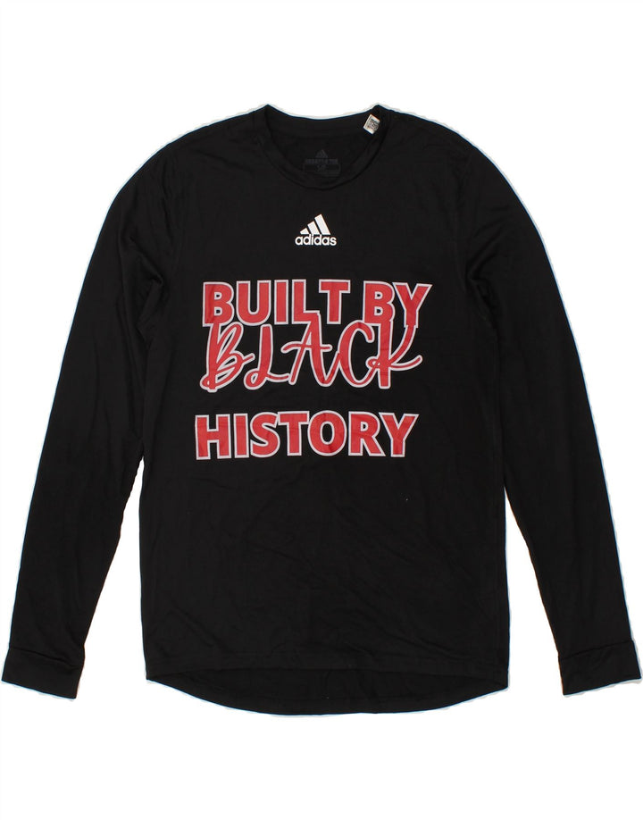 ADIDAS Mens Aeroready Graphic Top Long Sleeve Small Black Polyester Vintage Adidas and Second-Hand Adidas from Messina Hembry 