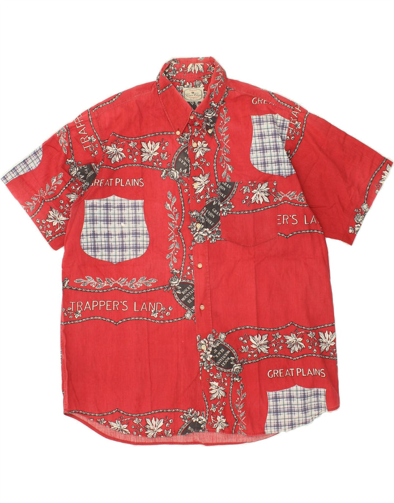 VINTAGE Mens Short Sleeve Shirt XL Red Patchwork Cotton Vintage Vintage and Second-Hand Vintage from Messina Hembry 