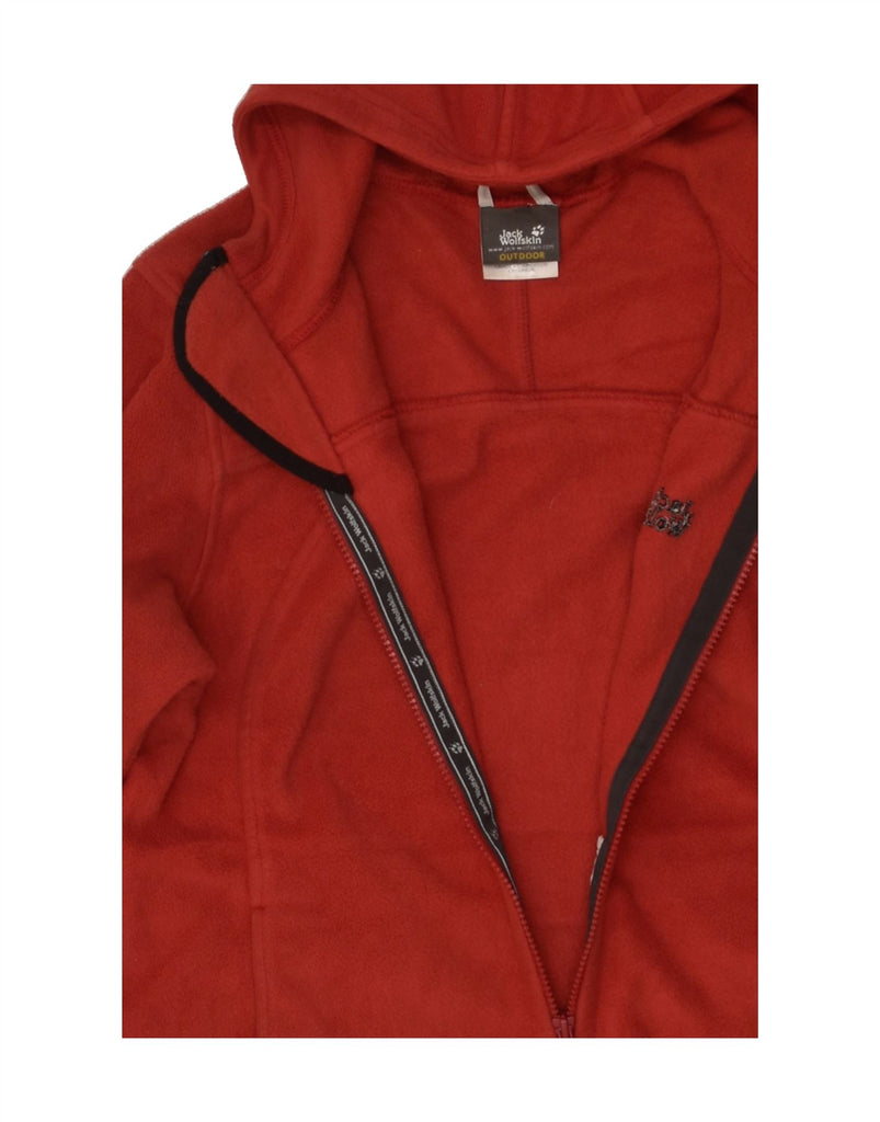 JACK WOLFSKIN Womens Hooded Fleece Jacket UK 14 Medium Red Polyester | Vintage Jack Wolfskin | Thrift | Second-Hand Jack Wolfskin | Used Clothing | Messina Hembry 