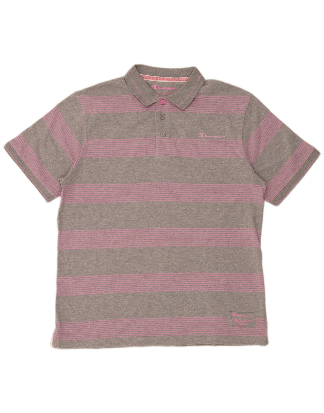 Champion Mens Polo Shirt XL Grey Striped Cotton