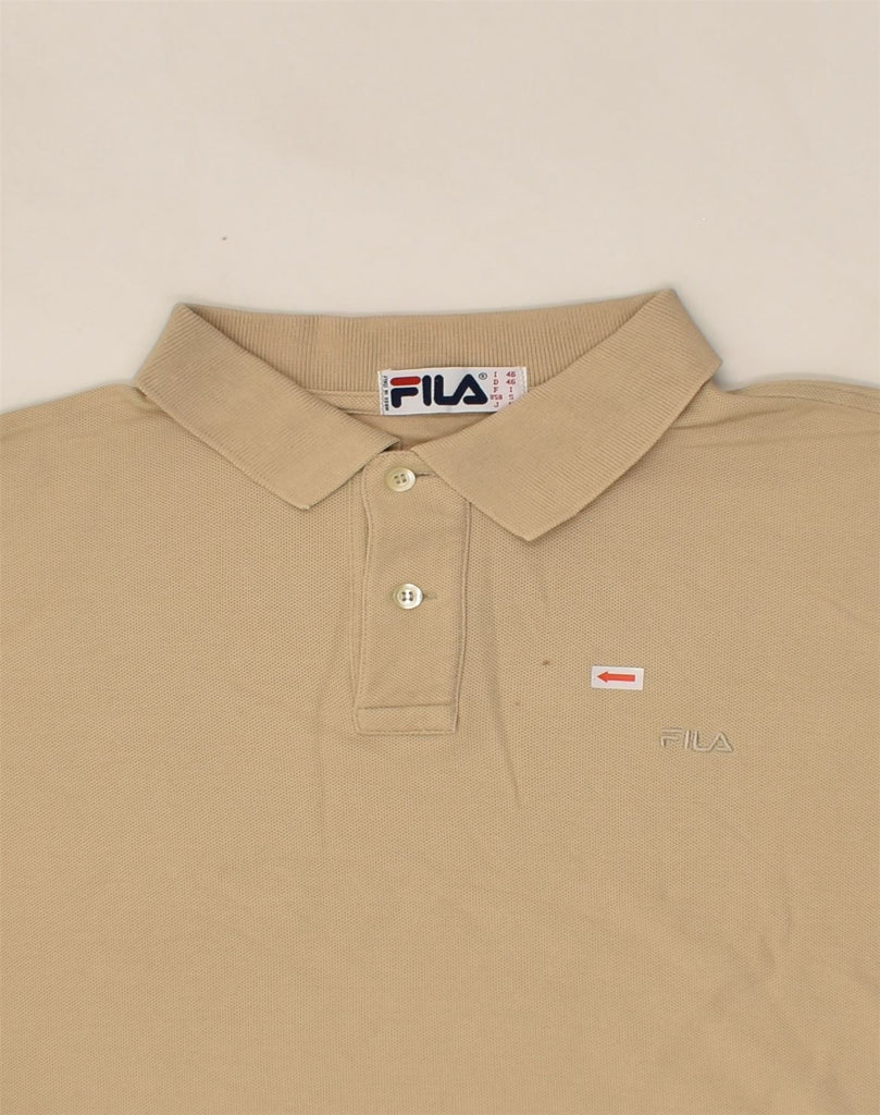 FILA Mens Polo Shirt Small Beige Cotton | Vintage Fila | Thrift | Second-Hand Fila | Used Clothing | Messina Hembry 