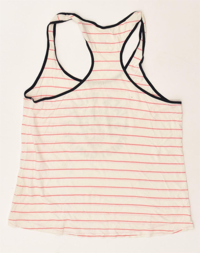 JACK WILLS Womens Graphic Vest Top UK 14 Large White Striped Cotton | Vintage Jack Wills | Thrift | Second-Hand Jack Wills | Used Clothing | Messina Hembry 