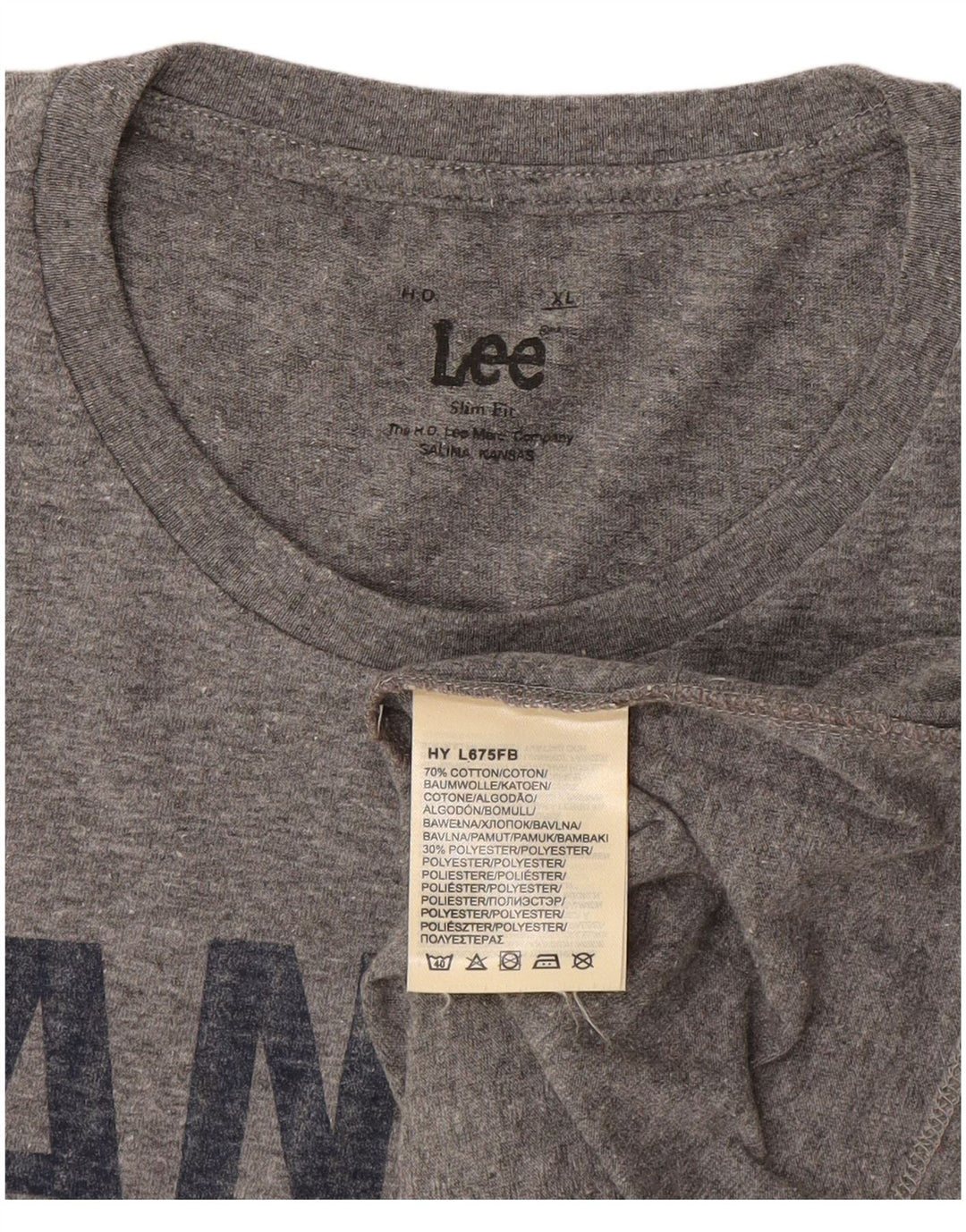 Lee Mens Slim Fit Graphic T-Shirt Top XL Grey Cotton