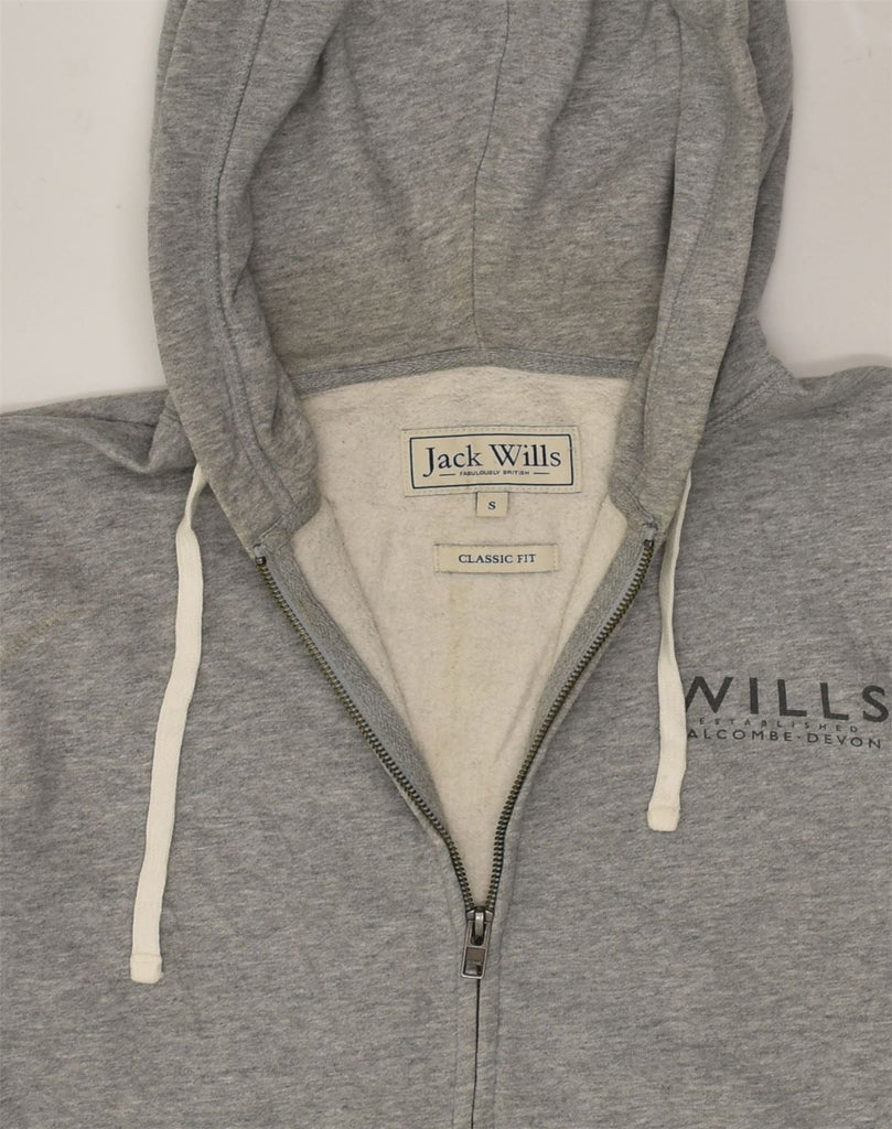 JACK WILLS Mens Classic Fit Zip Hoodie Sweater Small Grey Cotton | Vintage Jack Wills | Thrift | Second-Hand Jack Wills | Used Clothing | Messina Hembry 