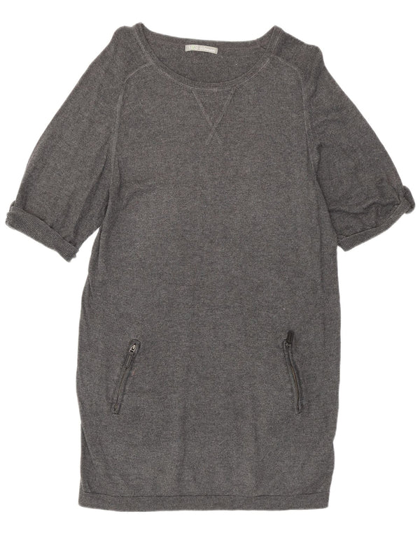 Marks & Spencer Womens Short Sleeves Jumper Dress UK 12 Medium Grey Viscose