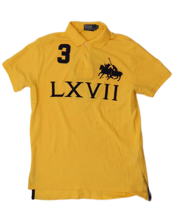 Polo Ralph Lauren Mens Graphic Polo Shirt Medium Yellow Cotton