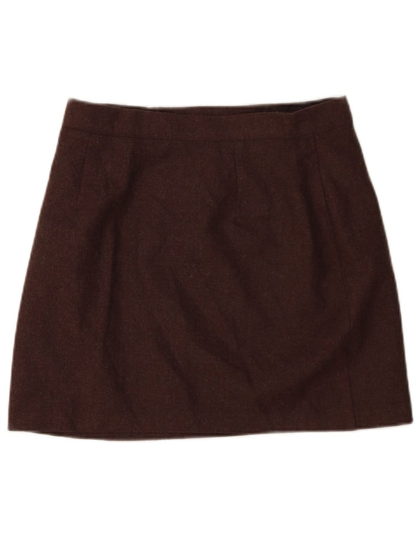Vintage Womens High Waist Mini Wrap Skirt Large W28 Brown Wool
