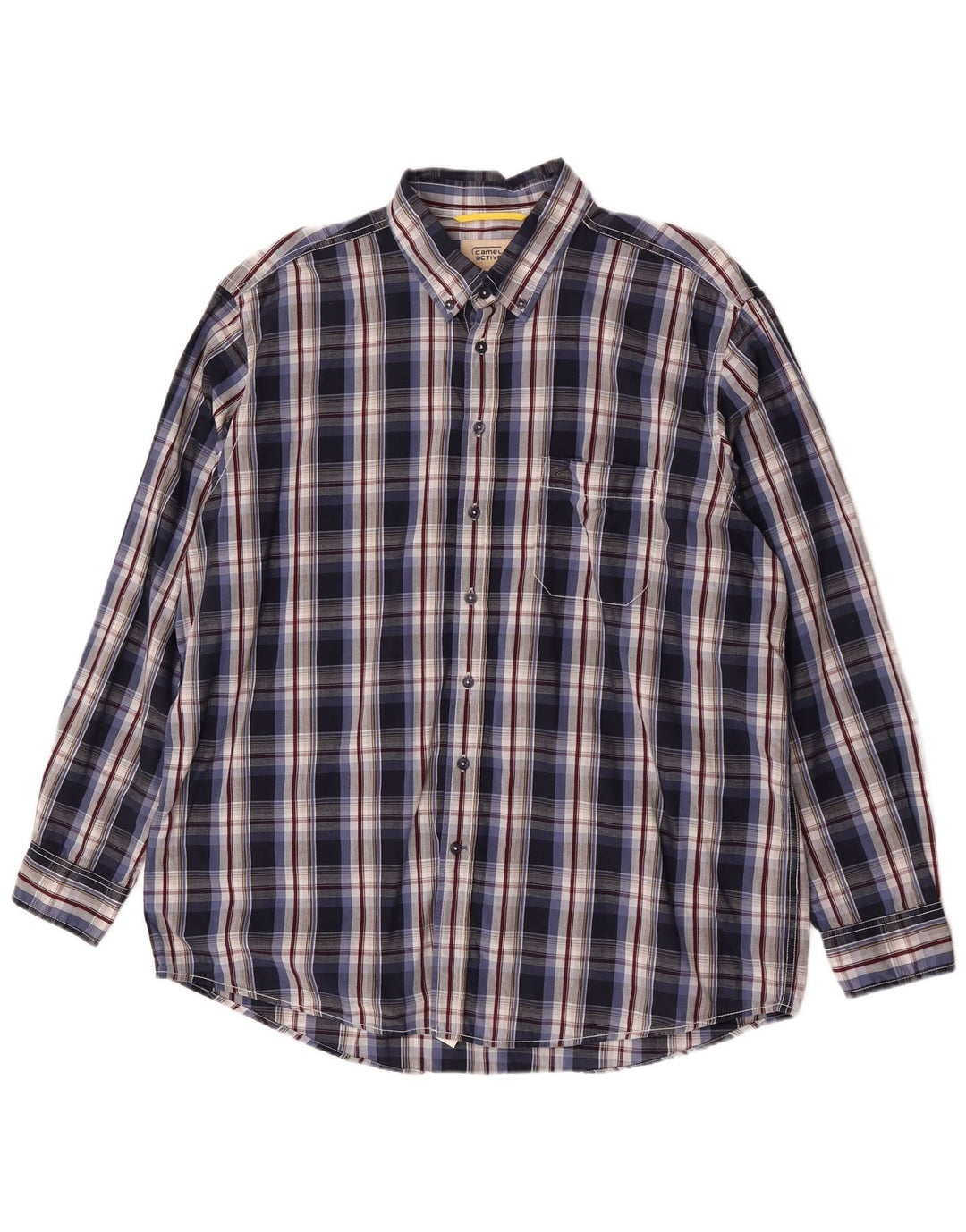 Camel Active Mens Shirt XL Navy Blue Plaid Cotton