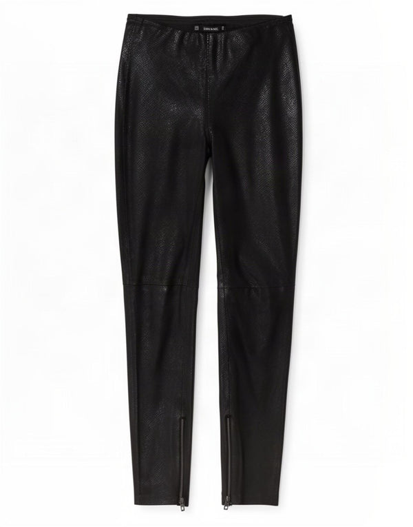 Zara Womens Slim Faux Leather Trousers Small W26 L27 Black Animal Print