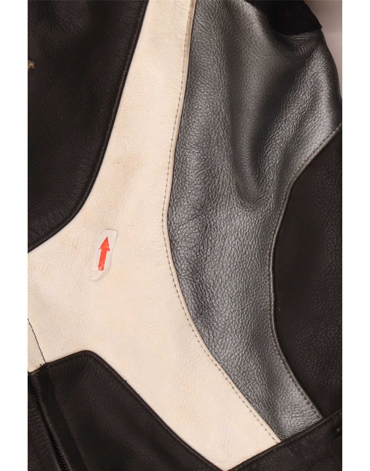 Giudici Mens Graphic Racing Jacket UK 36 Small Black Colourblock Leather