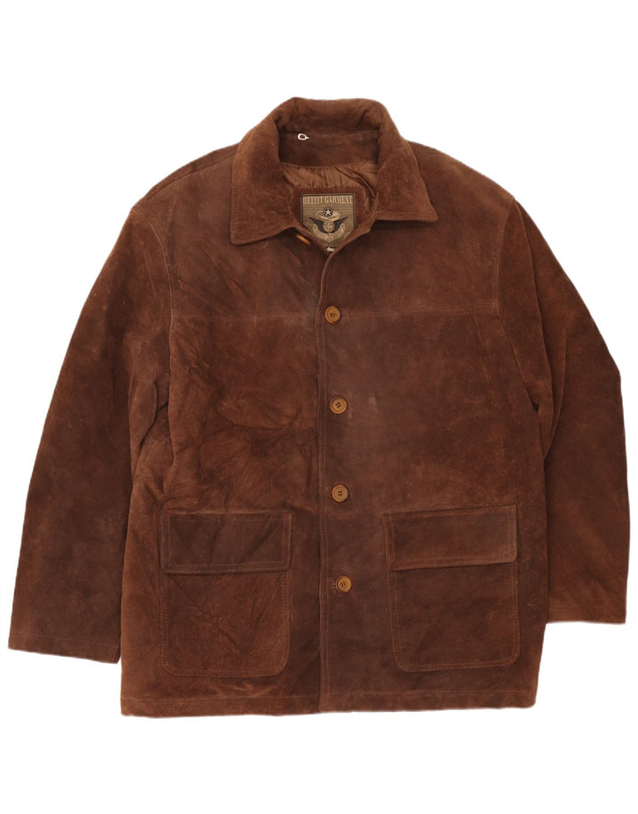 Pacific Air Forces Mens Suede Jacket IT 54 2XL Brown Leather