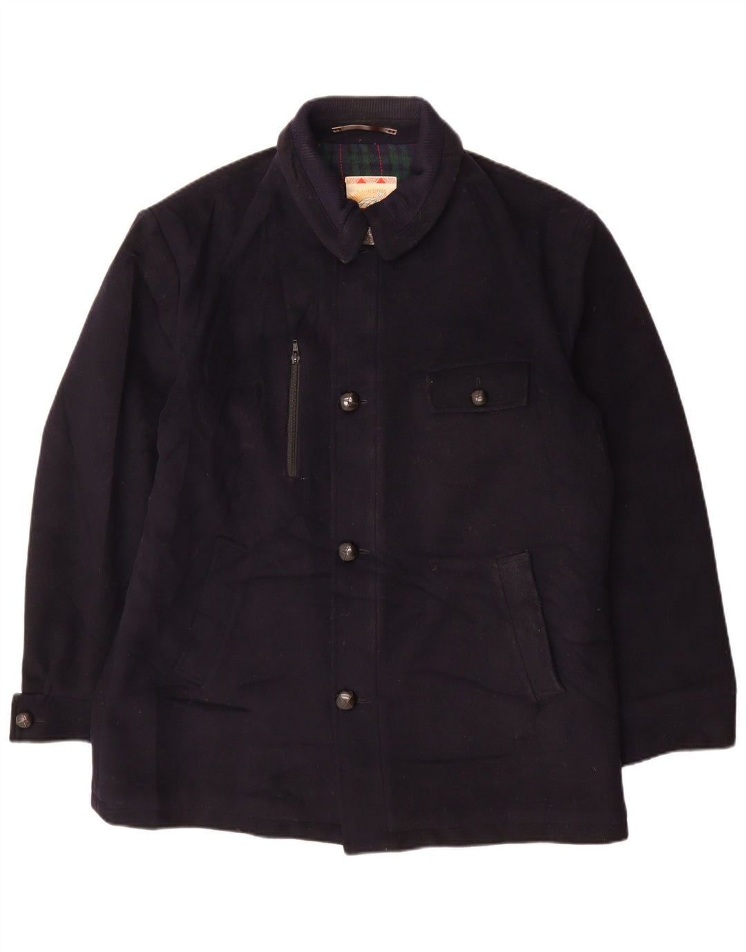 MC Gregor Mens Utility Jacket IT 54 2XL Navy Blue Check Wool Classic