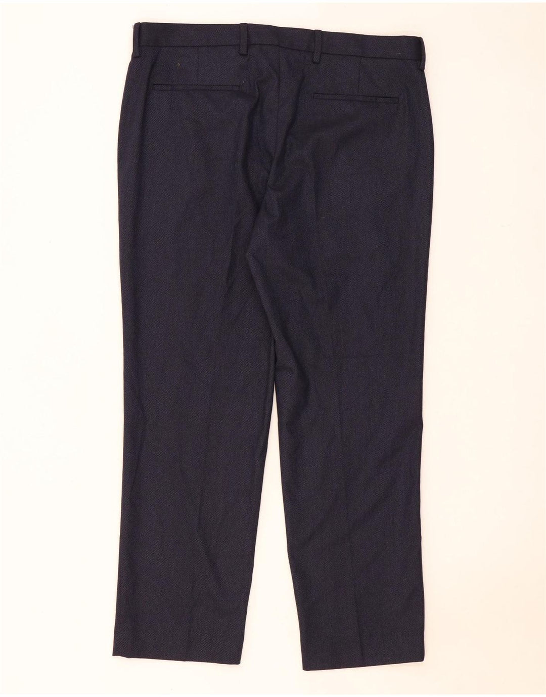 Marks & Spencer Mens Regular Fit Suit Trousers W36 L29 Navy Blue Polyester