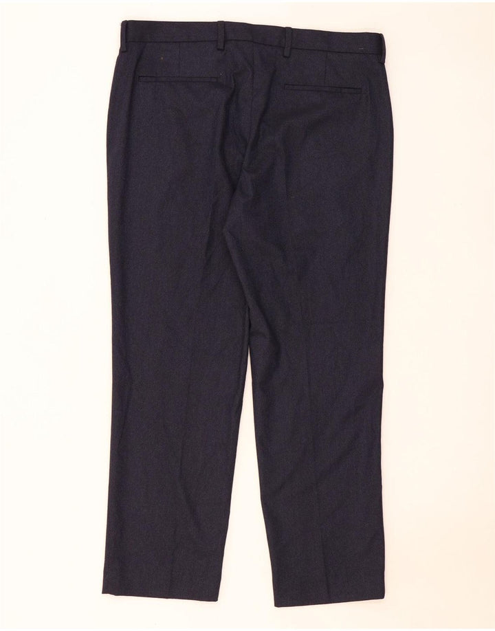 Marks & Spencer Mens Regular Fit Suit Trousers W36 L29 Navy Blue Polyester
