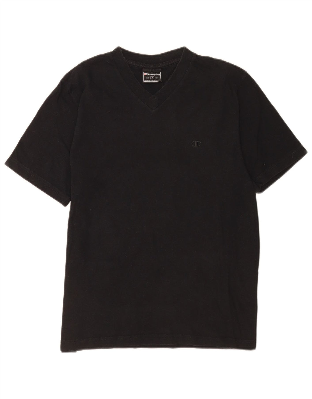 Champion Mens T-Shirt Top Medium Black Cotton