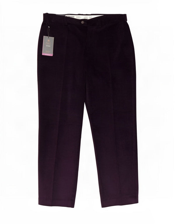 Marks & Spencer Mens Straight Corduroy Trousers W38 L31 Purple Cotton