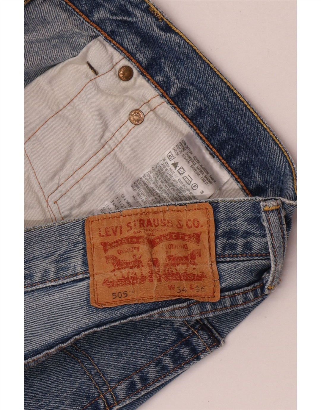 Levi's Mens 505 Straight Jeans W34 L32 Blue Cotton
