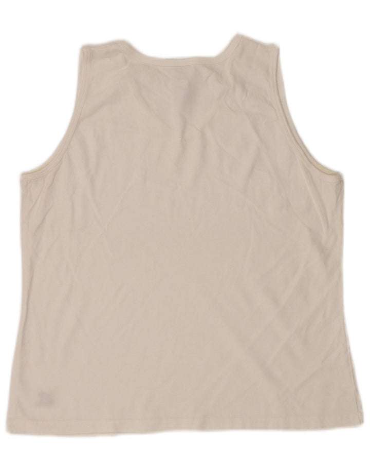 RUSSELL ATHLETIC Womens Vest Top UK 16 Large White Cotton