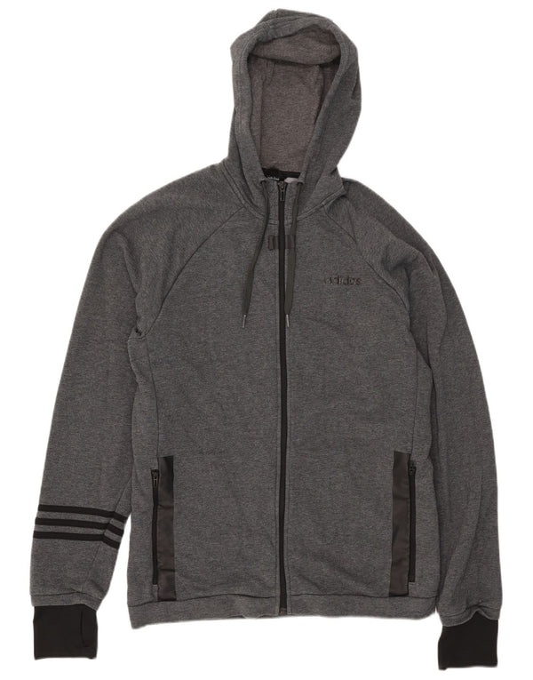 Adidas Mens Climalite Zip Hoodie Sweater Large Grey Colourblock Cotton