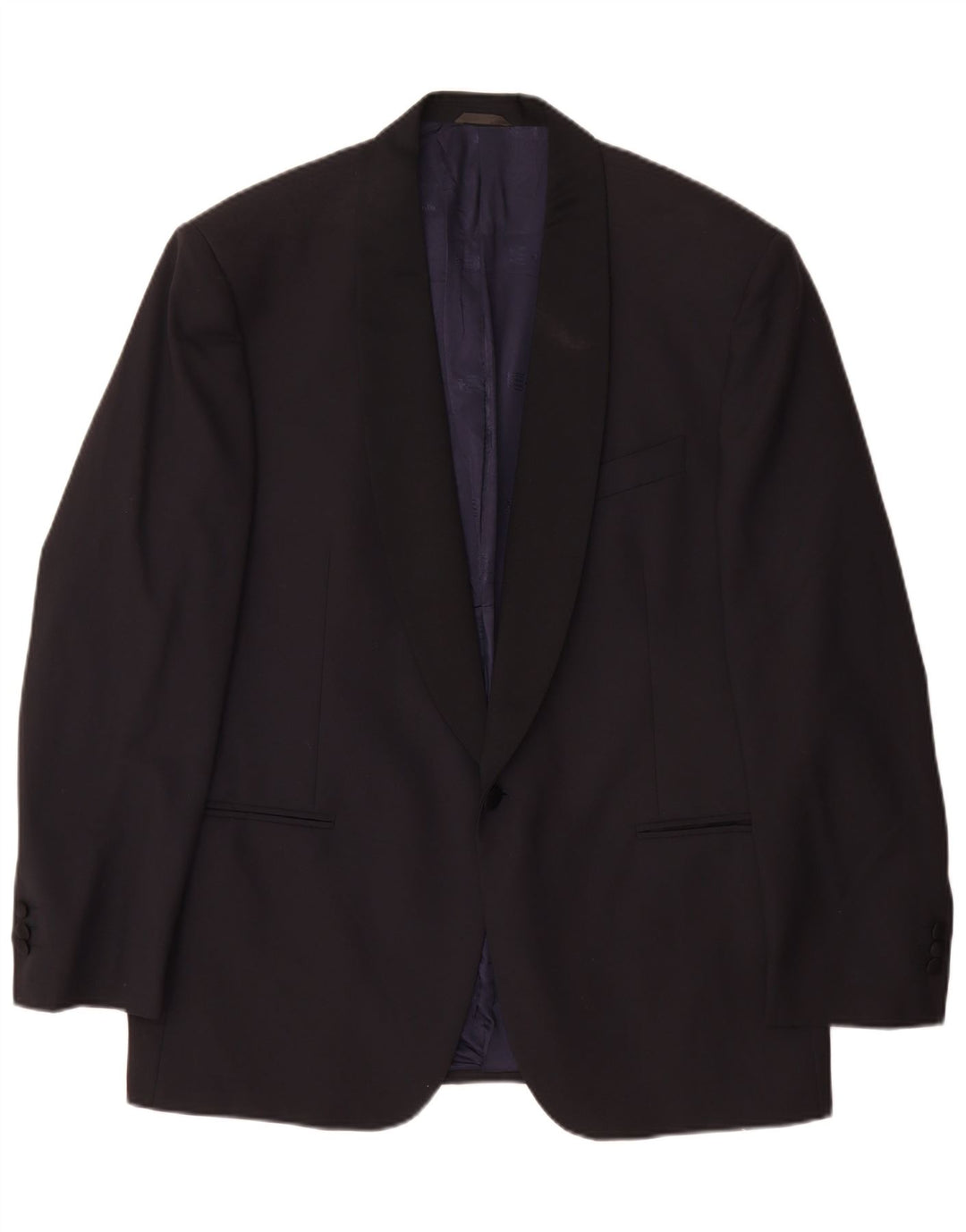 Ferre Mens 1 Button Blazer Jacket IT 54 2XL Navy Blue Virgin Wool