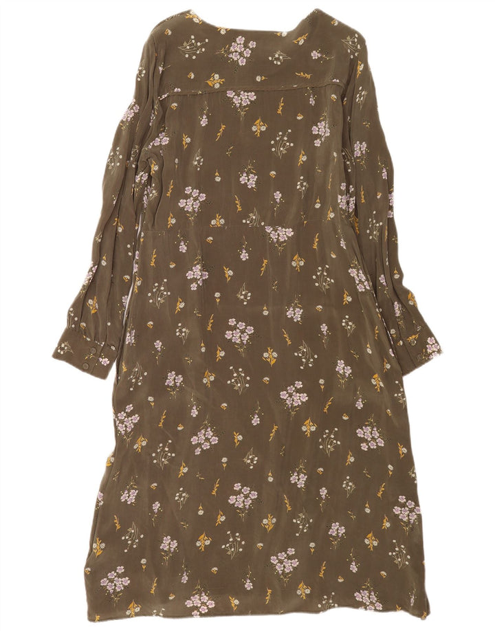 Marks & Spencer Womens Per Una Long Sleeve Shift Dress UK 14 Large Green