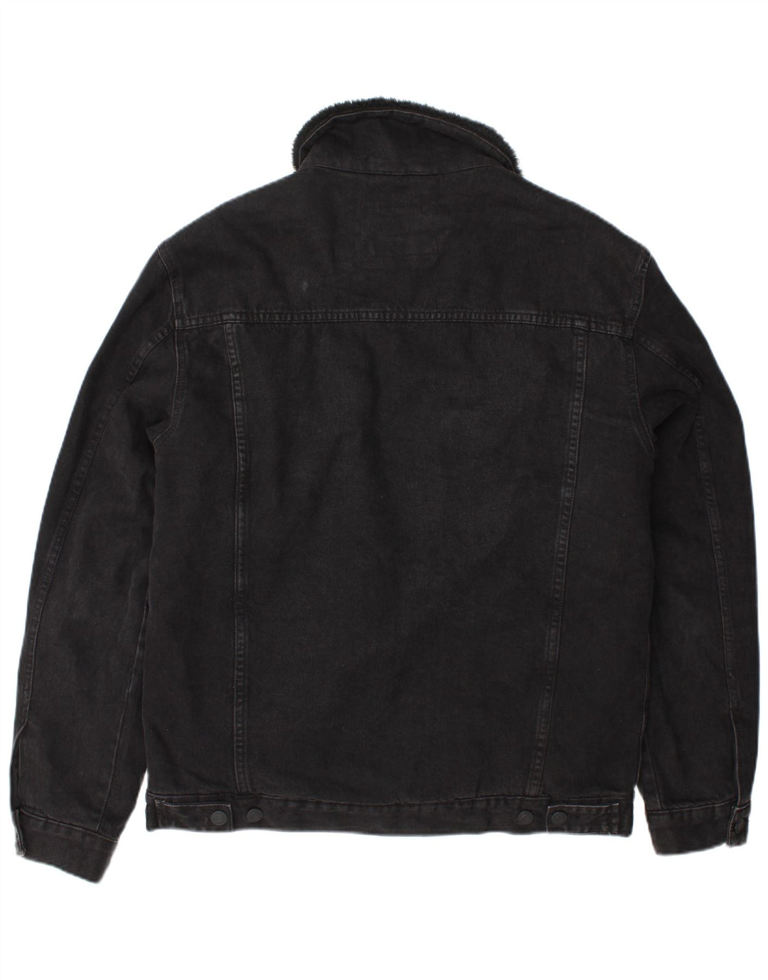 Zara Mens Denim Sherpa Jacket UK 40 Large Black Polyester