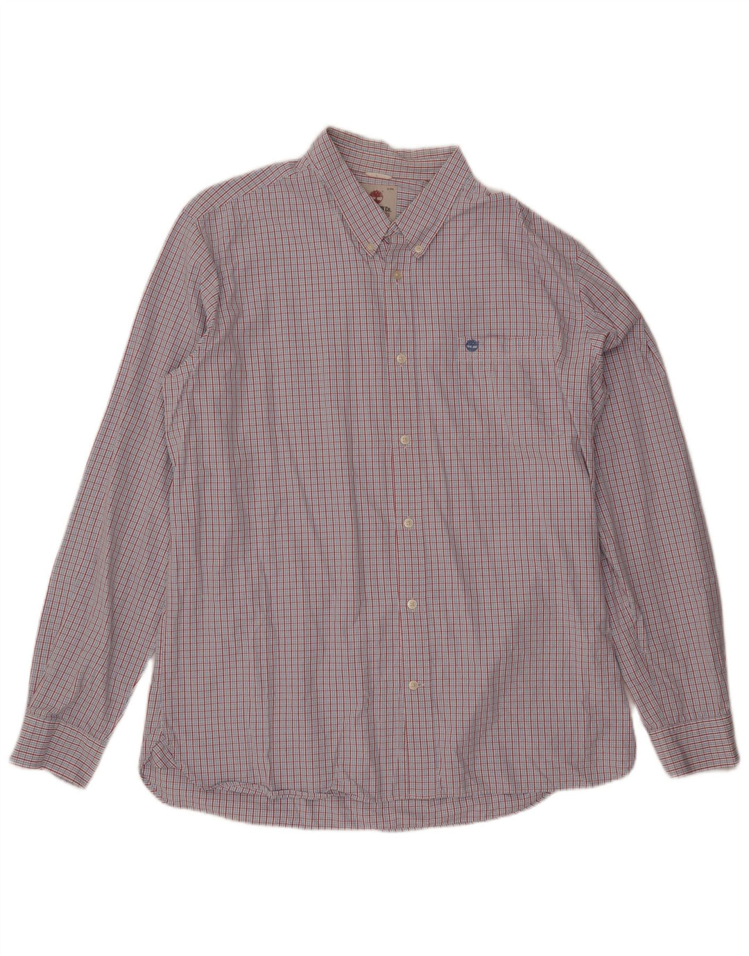 Timberland Mens Slim Fit Shirt XL Blue Check Cotton