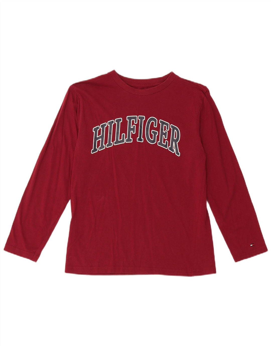 Tommy Hilfiger Boys Graphic Top Long Sleeve 12-13 Years Medium Burgundy