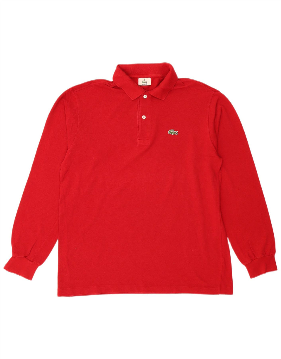 Lacoste Mens Long Sleeve Polo Shirt Size 4 Medium Red Cotton