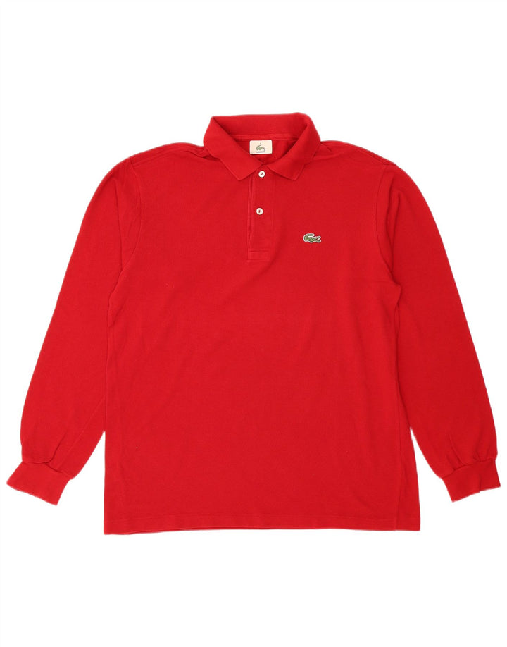 Lacoste Mens Long Sleeve Polo Shirt Size 4 Medium Red Cotton