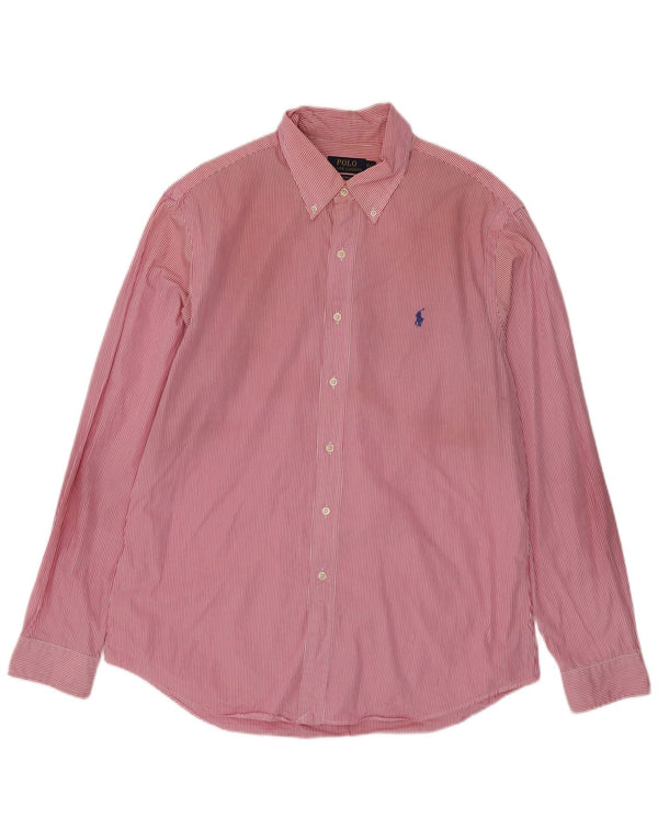 Polo Ralph Lauren Mens Slim Fit Shirt XL Pink Striped Cotton