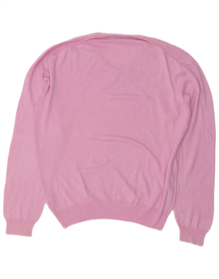 Brooksfield Mens V-Neck Jumper Sweater IT 48 Medium Pink Cotton