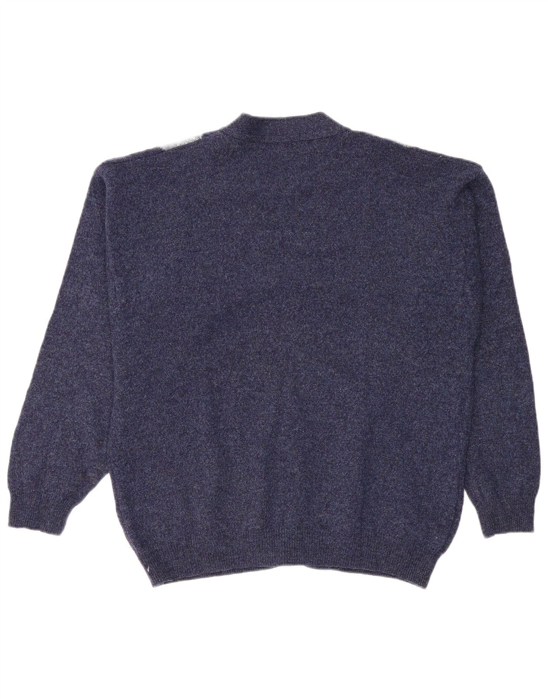 Vintage Mens Cardigan Sweater XL Navy Blue Argyle/Diamond Wool