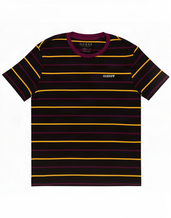Guess Mens T-Shirt Top Small Black Striped Cotton