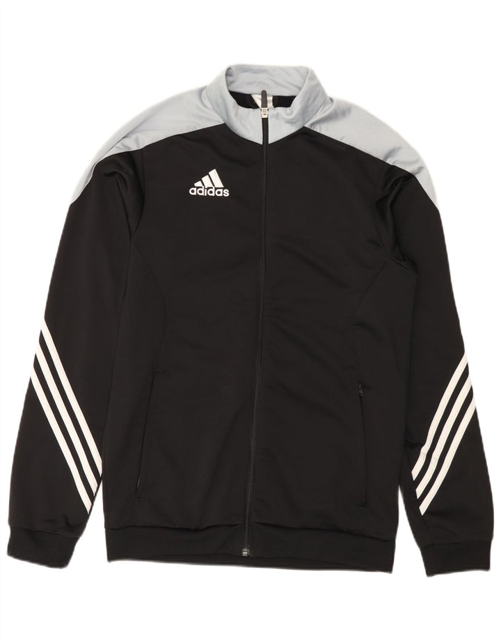 Adidas Mens Tracksuit Top Jacket Small Black Colourblock Polyester