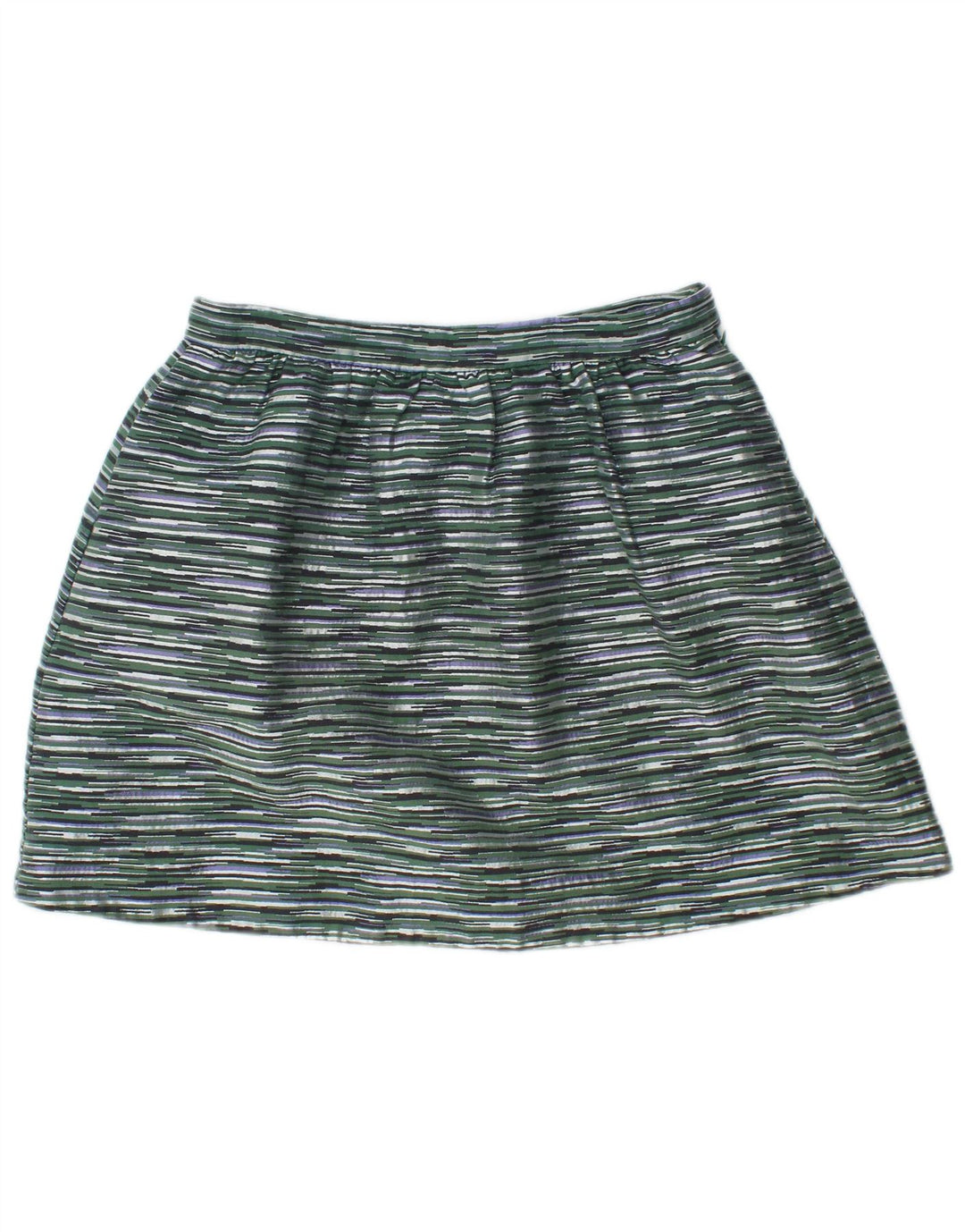 COS Womens A-Line Skirt EU 38 Medium W30  Green Striped Cotton