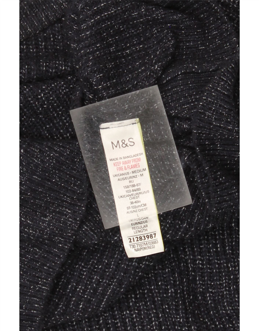 Marks & Spencer Mens Boat Neck Jumper Sweater Medium Navy Blue Flecked