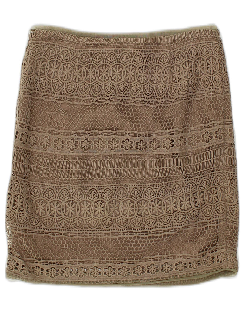 MASSIMO DUTTI Womens Lace Straight Skirt W27 Small Brown Cotton | Vintage Massimo Dutti | Thrift | Second-Hand Massimo Dutti | Used Clothing | Messina Hembry 