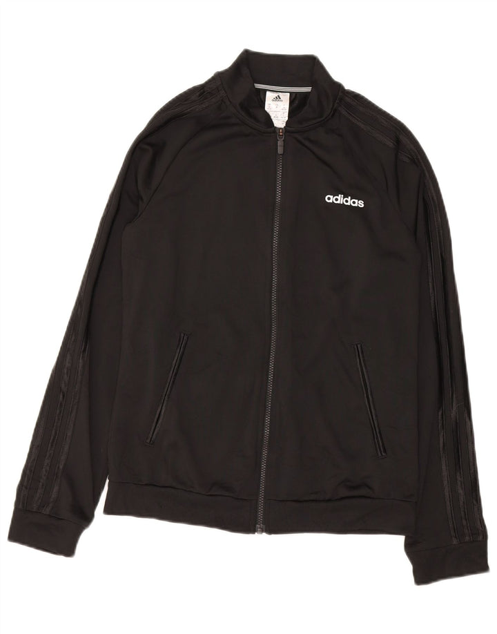 ADIDAS Womens Tracksuit Top Jacket UK 8/10 Small Black Polyester