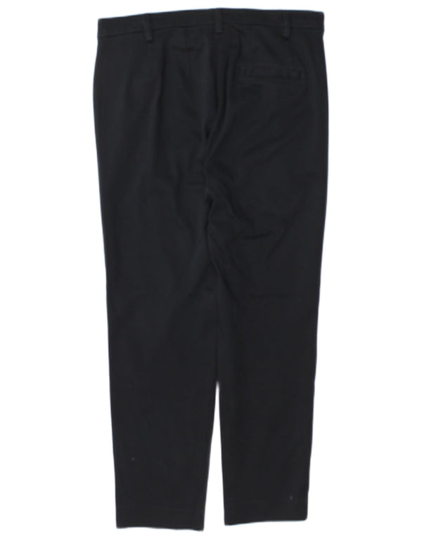 Marks & Spencer Womens Slim Suit Trousers UK 12 Medium W30 L25 Black Cotton
