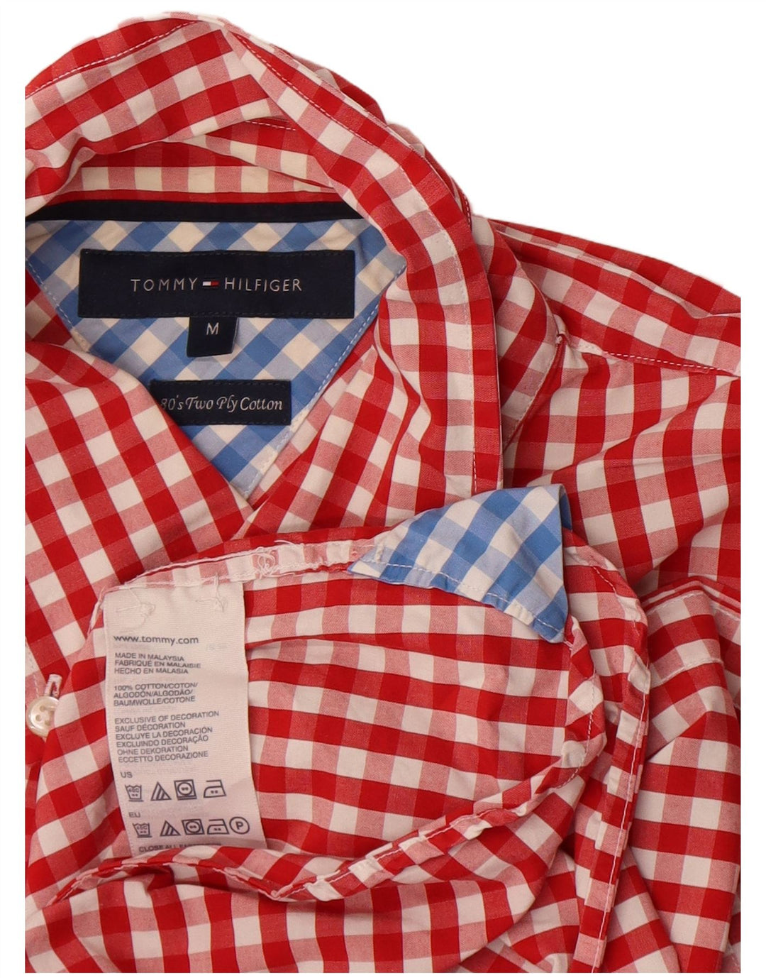 Tommy Hilfiger Mens Shirt Medium Red Check Cotton