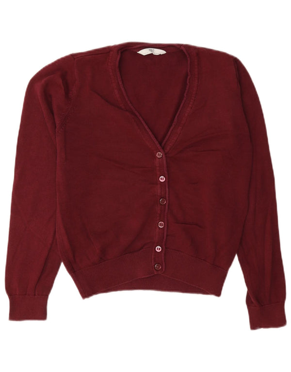Marks & Spencer Girls Cardigan Sweater 9-10 Years Burgundy Cotton