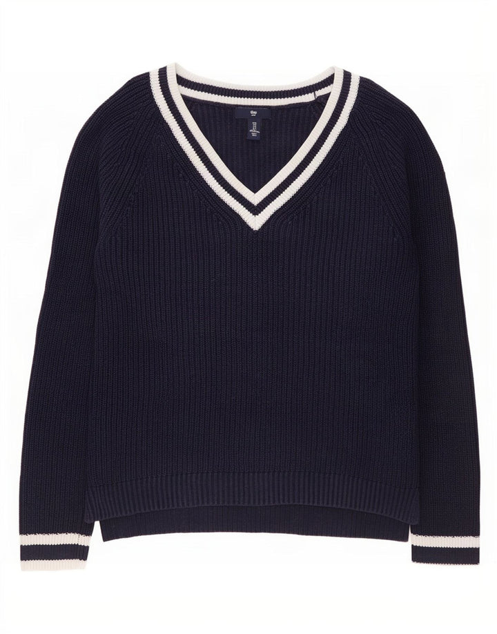 Gap Womens V-Neck Jumper Sweater UK 10 Small Navy Blue