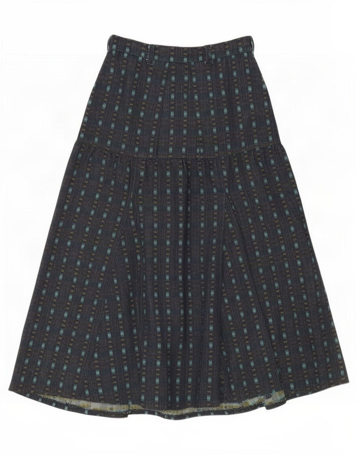 Vintage Womens Flared Skirt Small W26 Navy Blue Check