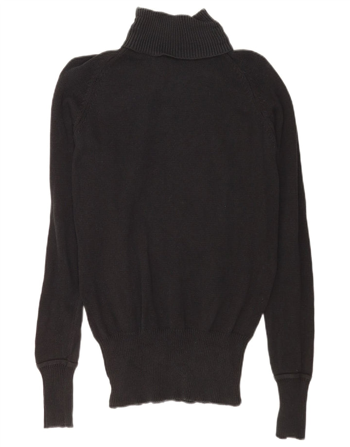 Zara Womens Roll Neck Jumper Sweater UK 14 Medium Navy Blue Cotton