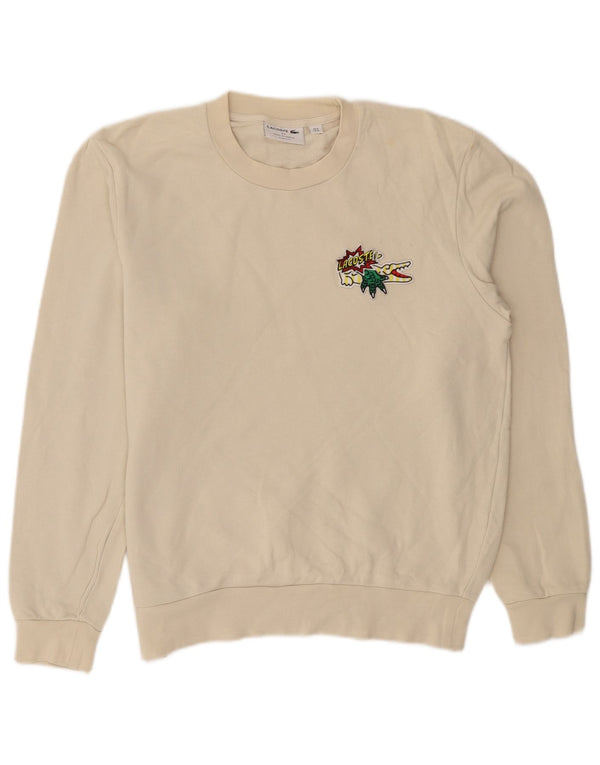Lacoste Mens Graphic Classic Fit Sweatshirt Jumper Size 4 Medium Beige