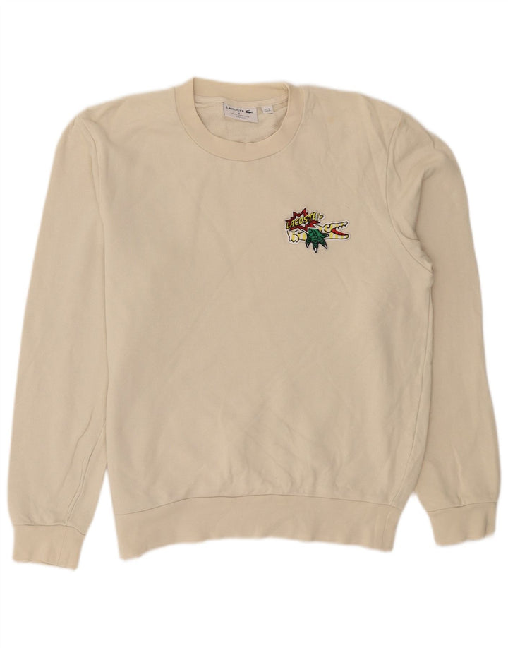 Lacoste Mens Graphic Classic Fit Sweatshirt Jumper Size 4 Medium Beige