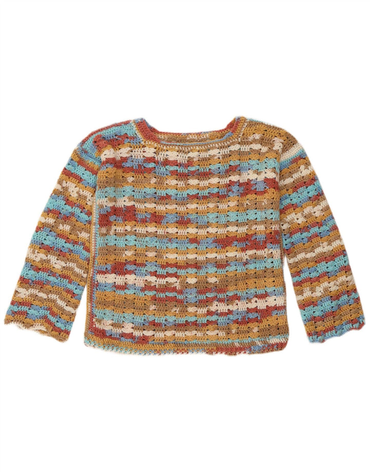 Vintage Womens Boat Neck Jumper Sweater UK 14 Medium Multicoloured Striped