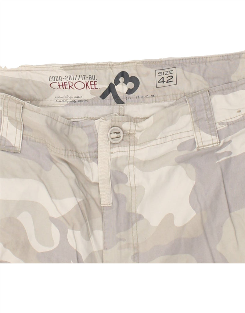 CHEROKEE Mens Cargo Shorts W42 2XL Grey Camouflage Cotton | Vintage Cherokee | Thrift | Second-Hand Cherokee | Used Clothing | Messina Hembry 